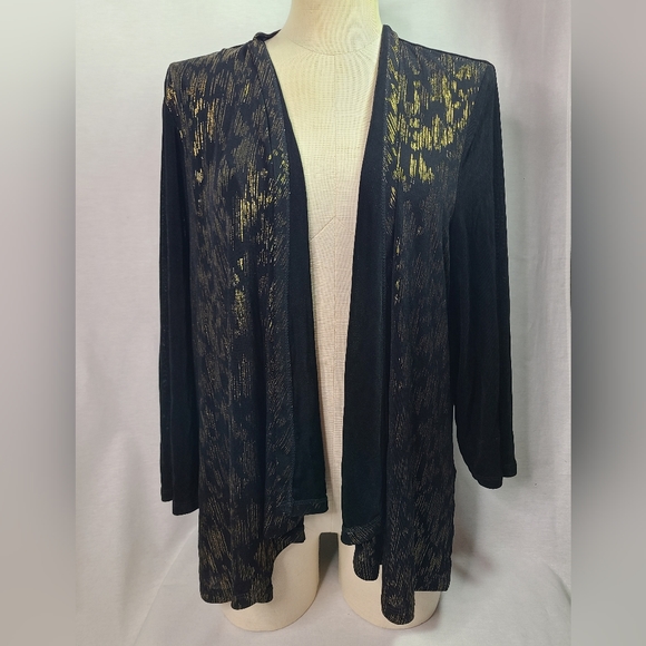 Tanjay black cardigan with gold accents Size Large - Picture 1 of 5